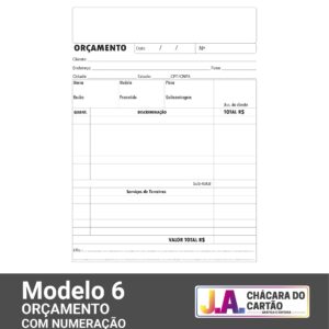 TALÃO DE ORÇAMENTO - MODELO 6