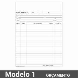 Talão de Orçamento - Modelo 1