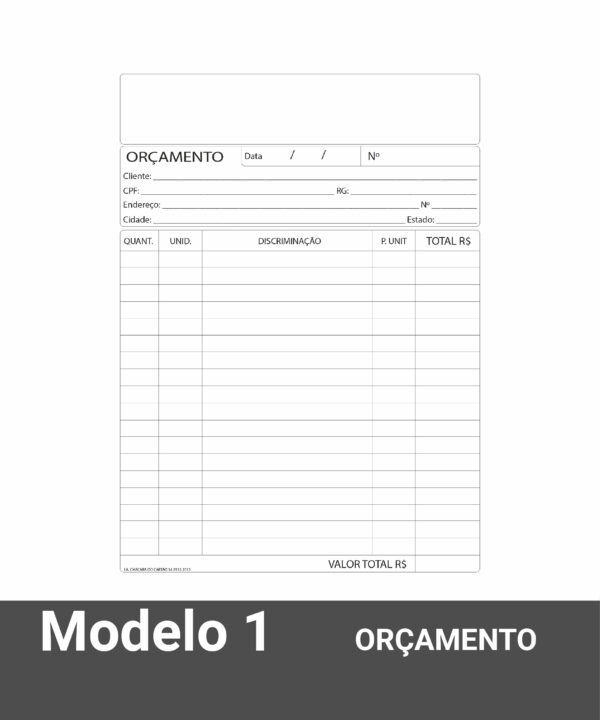 Talão de Orçamento - Modelo 1