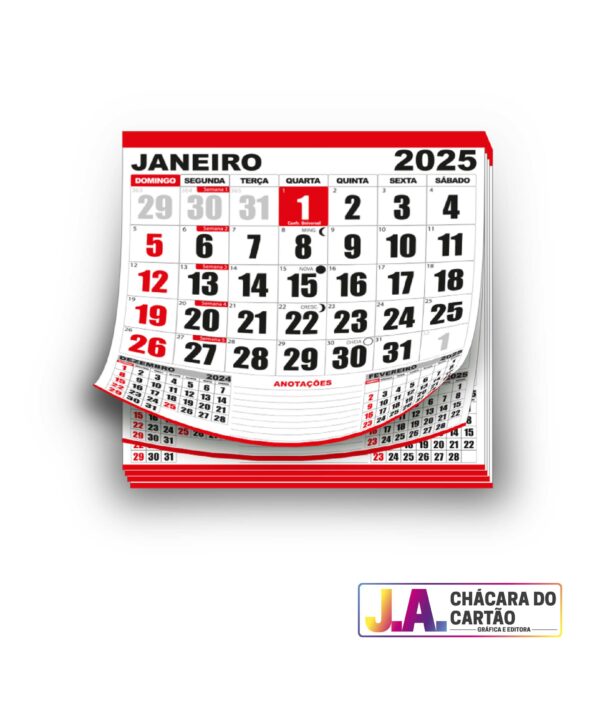 100 Unidades Bloco de Calendário 2025 26x30 cm