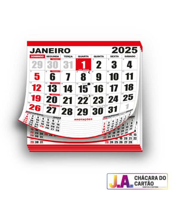 100 Unidades Bloco de Calendário 2025 28x30 cm