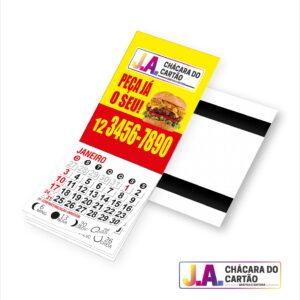 Imã de Geladeira 5×7 cm com dois filetes de imã com mini bloco de calendário