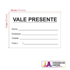 400 Blocos de Vale Presente 100x1 via Padronizado