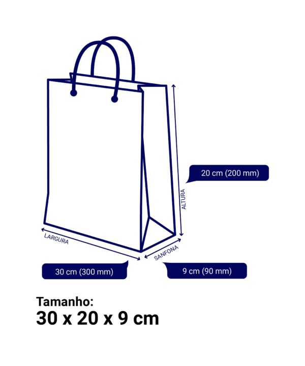 Sacola Extra-Pequena 30x20x9cm - Offset 180g-Alça Nylon Preto-1x0