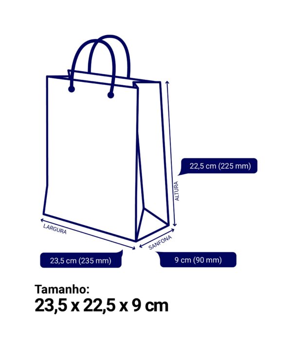 Sacola Extra-Pequena 23.5x22.5x9cm - Offset 180g-Alça Nylon Preto-1x0